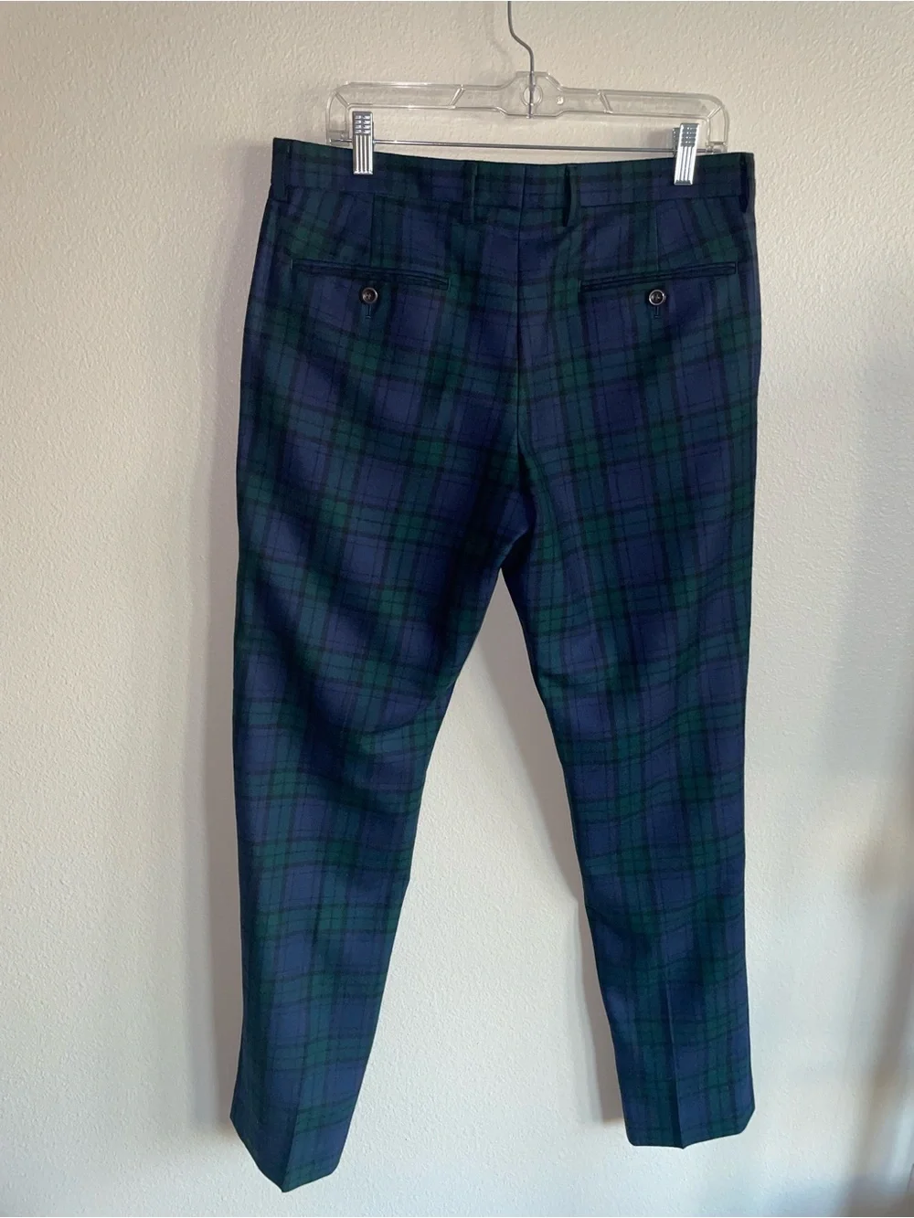 J. Crew Bowery - Navy & Green Plaid Tailored Dress Pants Wool size men’s 32/32
